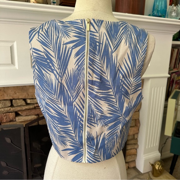 Rachel Roy Blue Zephyr Surplice Sleeveless Top 12 blue palm print - Picture 6 of 9